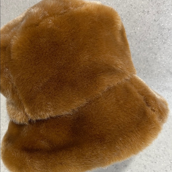 Vtg FAUX FUR Bucket Hat One Size Fits All Med Brown Made USA Y2K - Picture 4 of 9